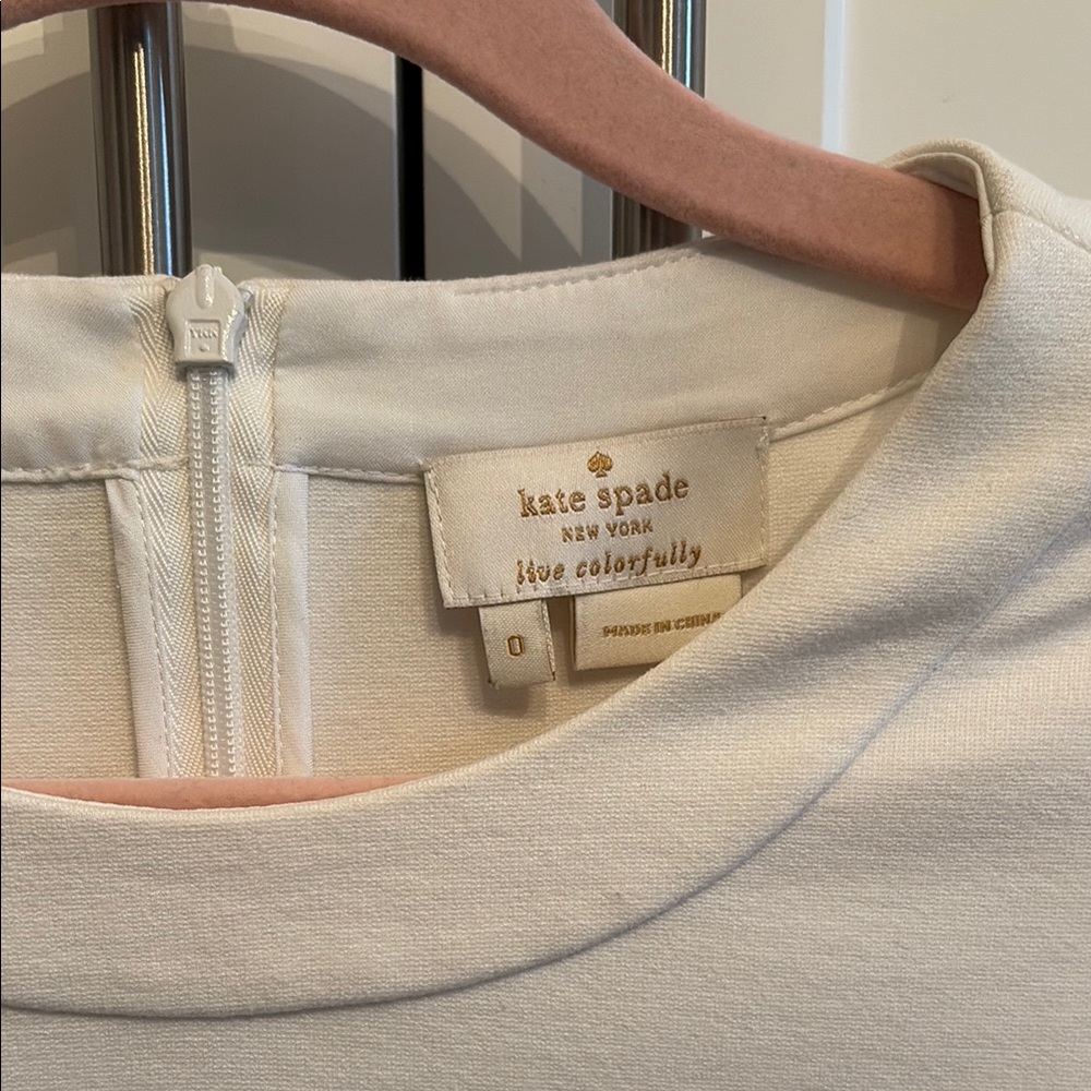 Kate Spade Cream Blouse with Textured Fabric and Zipper